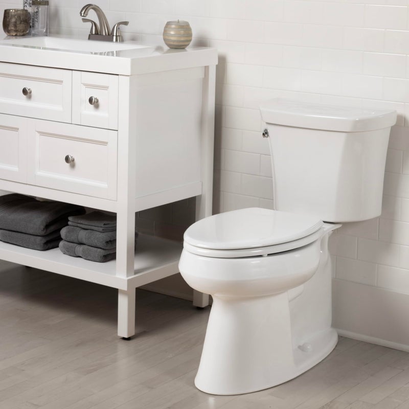 Bemis Ashland Modern Wood Toilet Seat with Decorative Edge, Slow Close, Secure Hinges, Made in USA, Elongated, White - Image 2